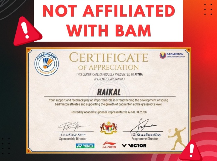 Smashcamp Academy has been using BAM’s logo on certificates and claiming or implying an affiliation with BAM